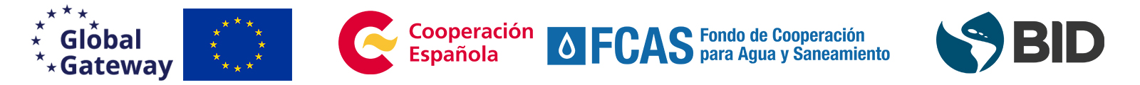 Tren de logos Global Gateway, Unión Europea, Cooperación Española, FCAS y BID