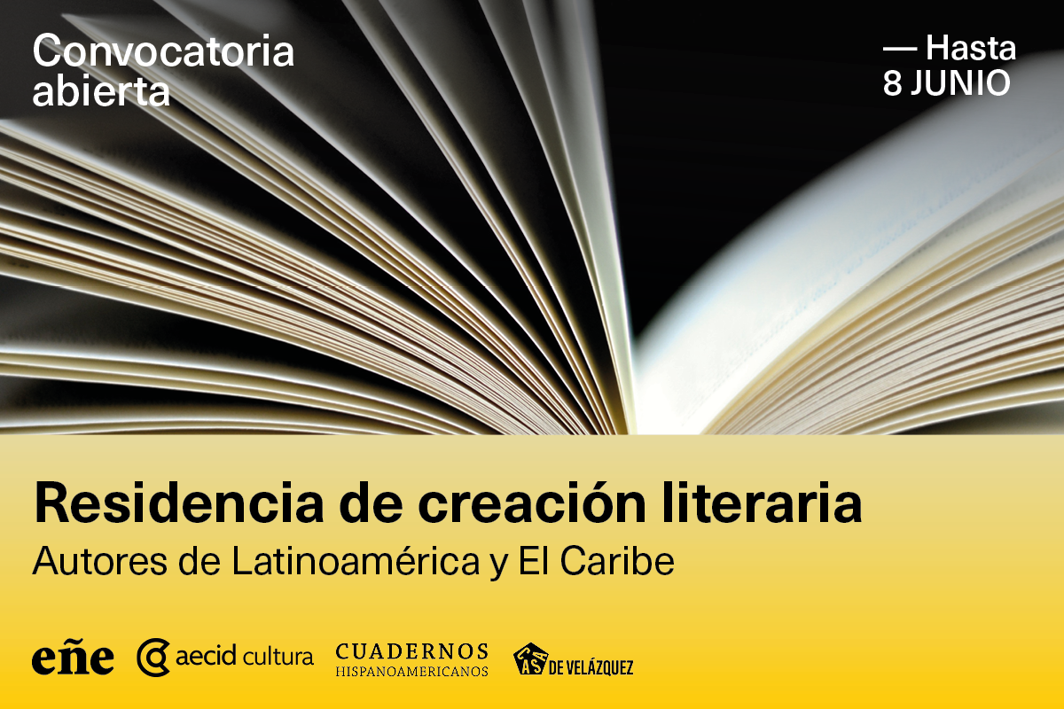 Foto de un libro abierto. En la parte superior se lee Convocatoria abierta hasta 8 de junio. En la parte inferior, sobre un fondo amarillo, se lee ...